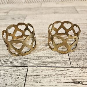Vintage Brass Napkin Rings With Heart Cutouts